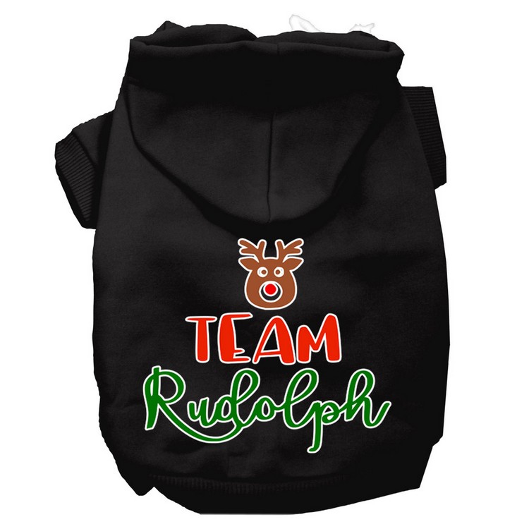 Team Rudolph Screen Print Dog Hoodie Black XS